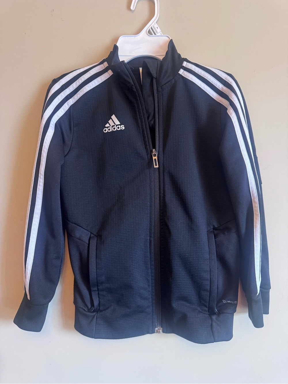 adidas Black Kids Track Jacket with White Stripes